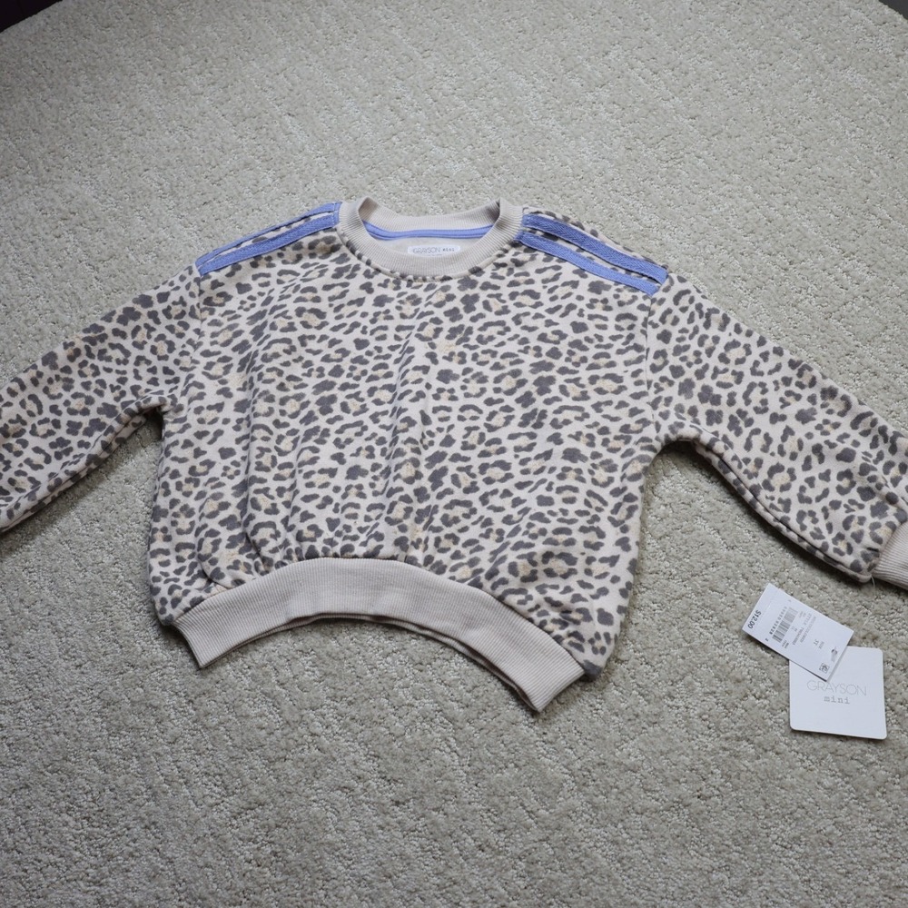 Grayson Mini Toddler Leopard Print Sweatshirt Purple Stripes 3T T003415003